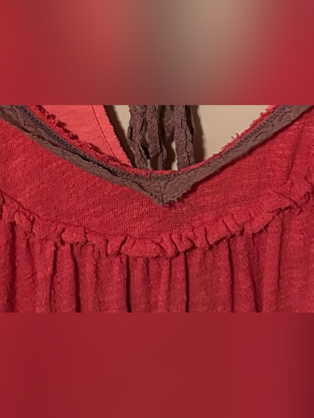 Free People Red Orange Scoop Neck Cap Sleeve Top - Picture 4 of 5